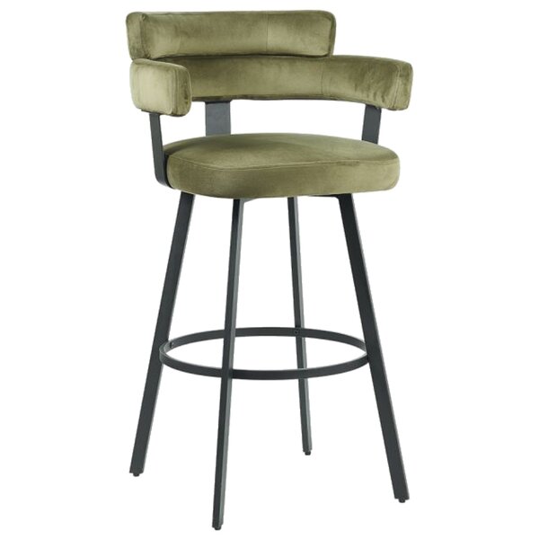 Barkruk | Fluweel/Metaal | Groen | Zwart Frame | Indoor | 560x520x1010(h)mm