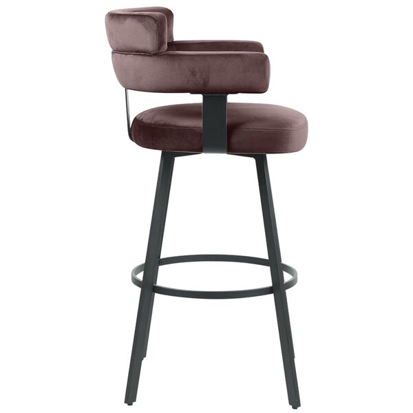 Barkruk | Fluweel/Metaal | Bruin | Zwart Frame | Indoor | 560x520x1010(h)mm