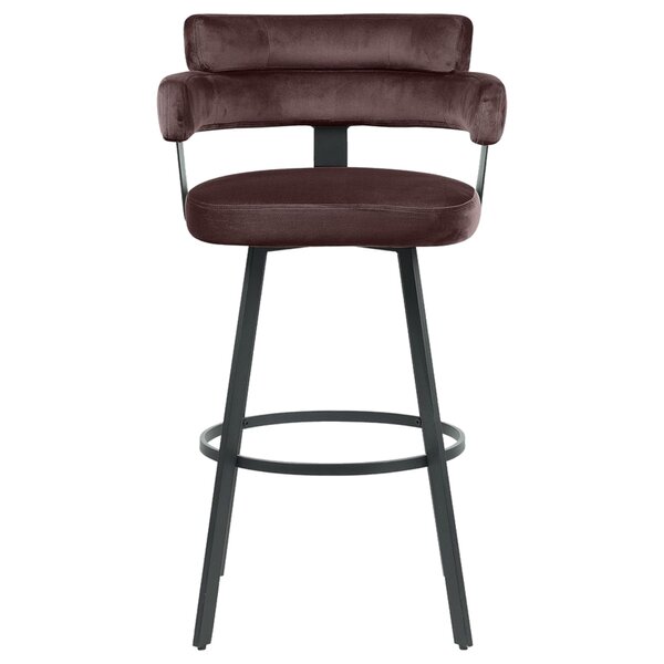 Barkruk | Fluweel/Metaal | Bruin | Zwart Frame | Indoor | 560x520x1010(h)mm