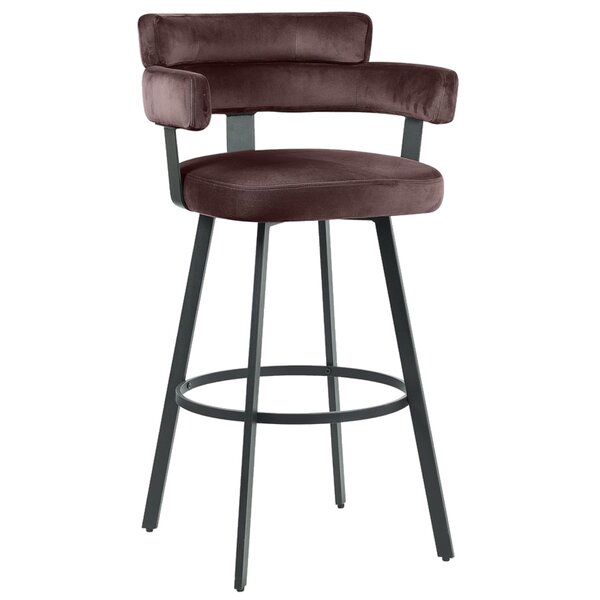 Barkruk | Fluweel/Metaal | Bruin | Zwart Frame | Indoor | 560x520x1010(h)mm