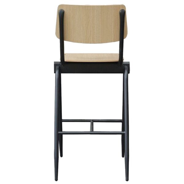 Barkruk | Hout/Staal | Naturel | Zwart Frame | Indoor | 490x580x1090(h)mm