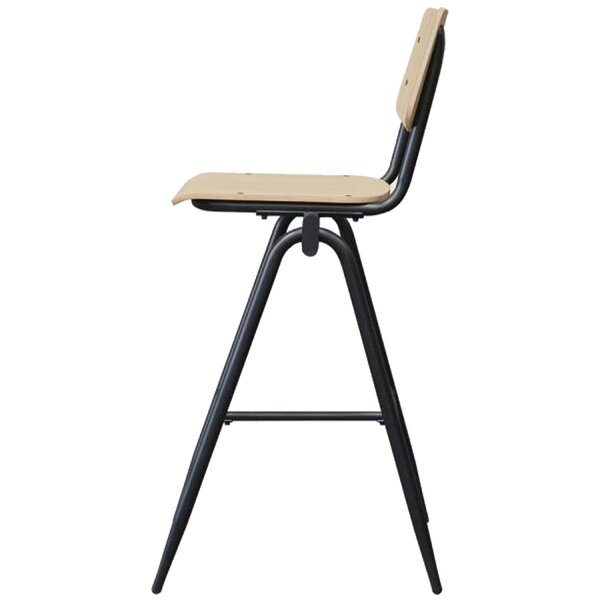 Barkruk | Hout/Staal | Naturel | Zwart Frame | Indoor | 490x580x1090(h)mm