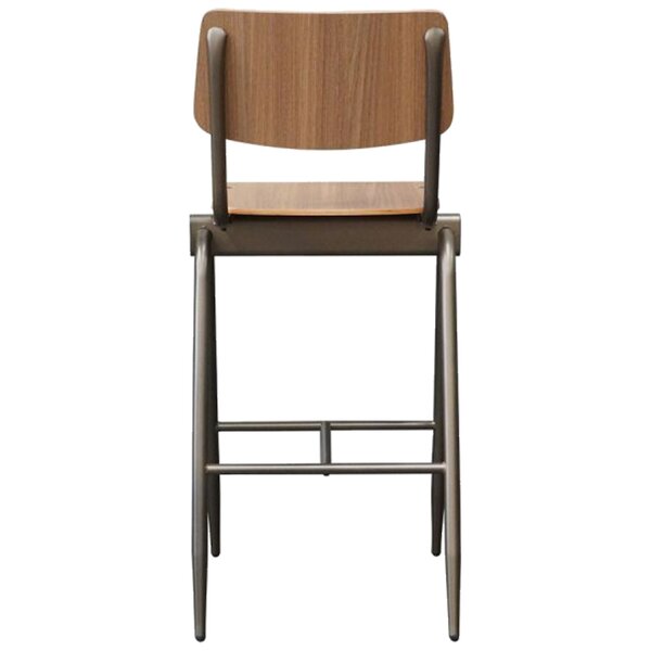 Barkruk | Hout/Staal | Walnoot | Zwart Frame | Indoor | 490x580x1090(h)mm