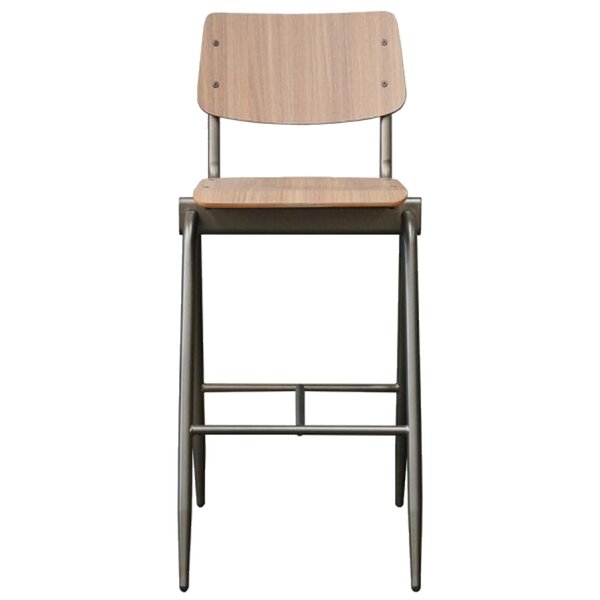 Barkruk | Hout/Staal | Walnoot | Zwart Frame | Indoor | 490x580x1090(h)mm