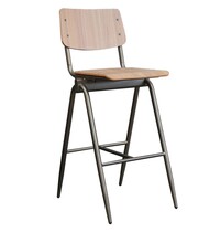 E.R.S. Barkruk | Hout/Staal | Walnoot | Zwart Frame | Indoor | 490x580x1090(h)mm