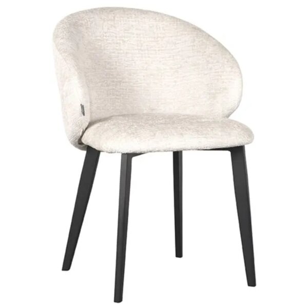 Stoel | Bouclé/Metaal | Wit | Zwarte Poten | Indoor | 570x620x840(h)mm