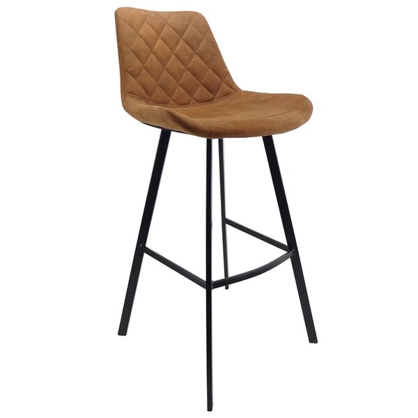 Barkruk | Microvezel/Metaal | Cognac | Zwarte Poten | Indoor | 500x570x1060(h)mm
