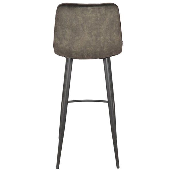 Barkruk | Fluweel/Staal | Antraciet | Zwarte Poten | Indoor | 450x480x1070(h)mm