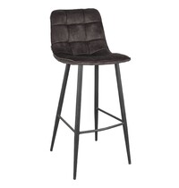 E.R.S. Barkruk | Fluweel/Staal | Antraciet | Zwarte Poten | Indoor | 450x480x1070(h)mm