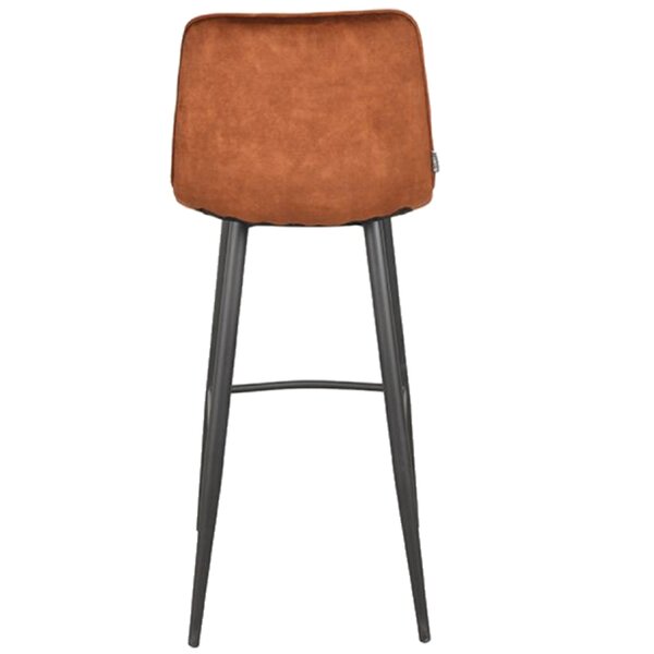 Barkruk | Fluweel/Staal | Oker | Zwarte Poten | Indoor | 450x480x1070(h)mm