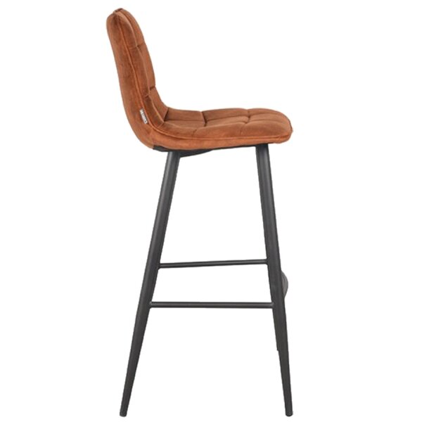 Barkruk | Fluweel/Staal | Oker | Zwarte Poten | Indoor | 450x480x1070(h)mm