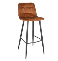 E.R.S. Barkruk | Fluweel/Staal | Oker | Zwarte Poten | Indoor | 450x480x1070(h)mm 