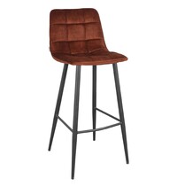 E.R.S. Barkruk | Fluweel/Staal | Roest | Zwarte Poten | Indoor | 450x480x1070(h)mm 