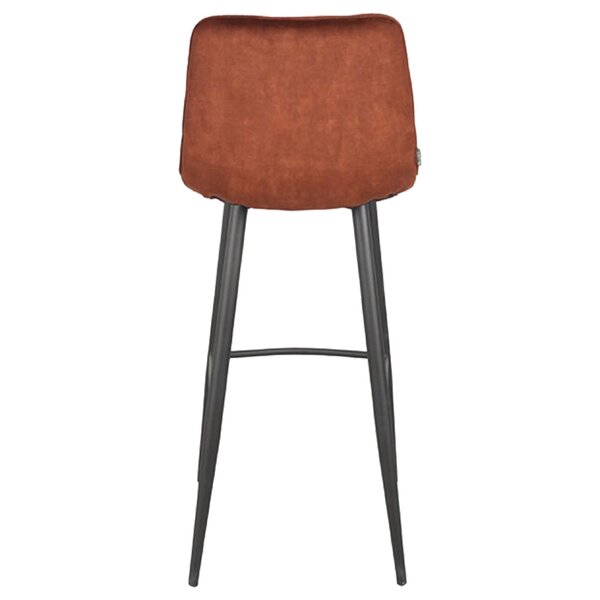 Barkruk | Fluweel/Staal | Roest | Zwarte Poten | Indoor | 450x480x1070(h)mm