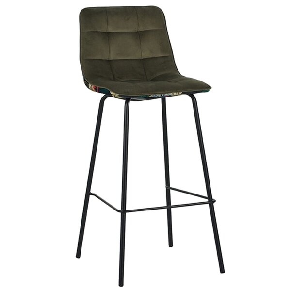 Barkruk | Fluweel/Metaal | Groen | Zwarte Poten | Indoor | 440x510x1150(h)mm