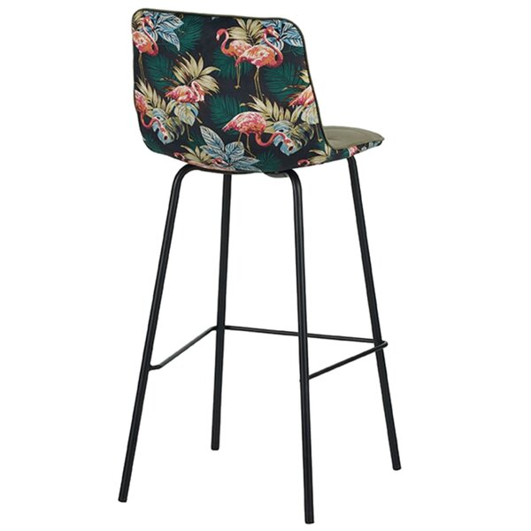Barkruk | Fluweel/Metaal | Groen | Zwarte Poten | Indoor | 440x510x1150(h)mm