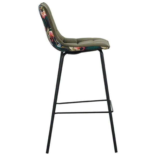 Barkruk | Fluweel/Metaal | Groen | Zwarte Poten | Indoor | 440x510x1150(h)mm