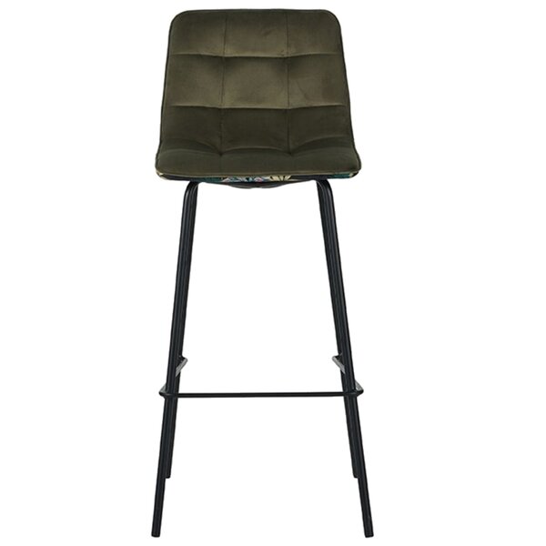 Barkruk | Fluweel/Metaal | Groen | Zwarte Poten | Indoor | 440x510x1150(h)mm