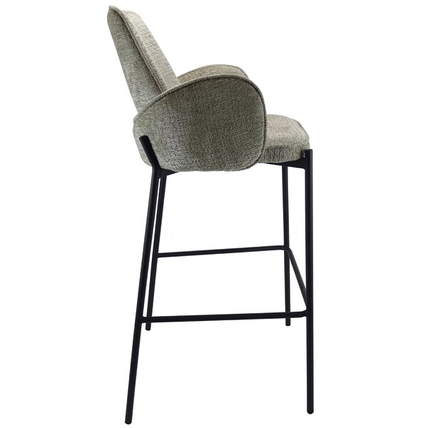 Barkruk | Stof/Metaal | Wit | Zwarte Poten | Indoor | 510x530x1070(h)mm