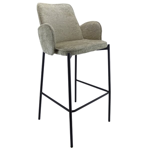 Barkruk | Stof/Metaal | Wit | Zwarte Poten | Indoor | 510x530x1070(h)mm