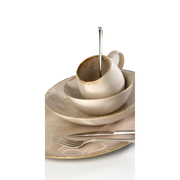 Diepe Borden | DUNE | Keramiek | Beige | 4 Stuks | Ø230x50(h)mm