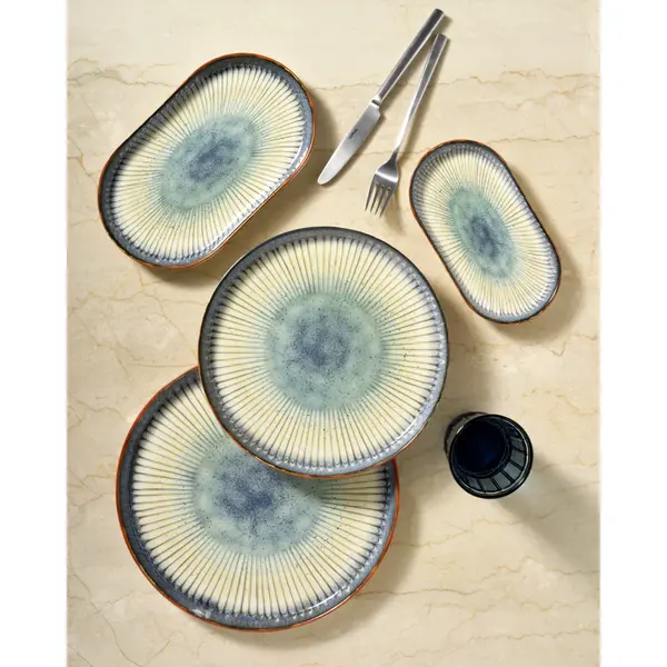 Borden | GRACE | Porselein | Blauw | 6 Stuks | Ø270mm