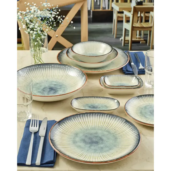 Borden | GRACE | Porselein | Blauw | 6 Stuks | Ø270mm