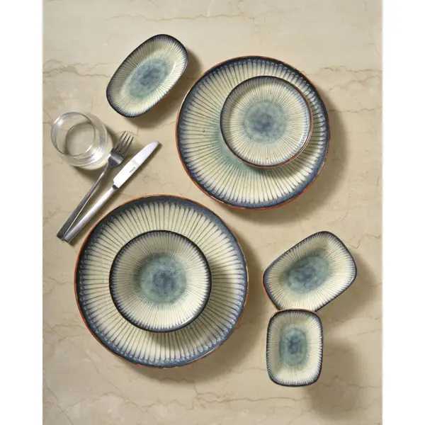 Borden | GRACE | Porselein | Blauw | 6 Stuks | Ø270mm