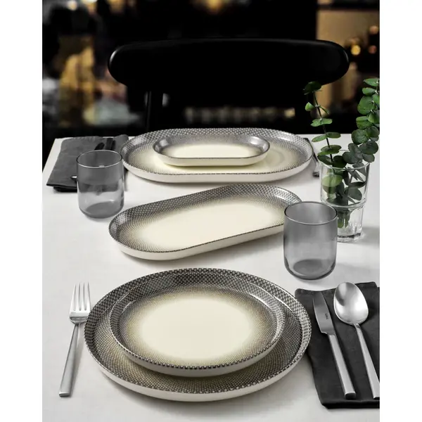 Borden | TOUCH | Porselein | Crème | 6 Stuks | 330x210mm