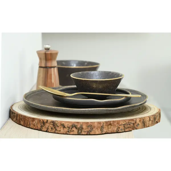 Borden | GOLD STONE | Keramiek | Zwart | 6 Stuks | Ø180mm