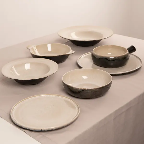 Pastaborden | SHADOW | Keramiek | Antracietgrijs | 4 Stuks | Ø220x55(h)mm