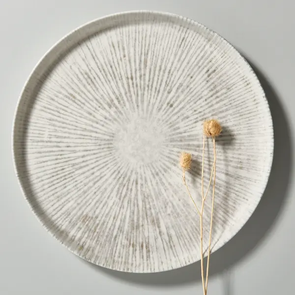 Borden | STRIPES | Porselein | Lichtgrijs | 12 Stuks | Ø210mm