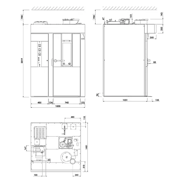 Roterende Bakkerij Oven | ROTOR LINE | 15/18 Niveaus (500x700) | Elektrisch | 50°C/300°C | 28kW (400V) | Bevochtiging (Automatisch) | Incl. Afzuiging | 1500x1480x2240(h)mm