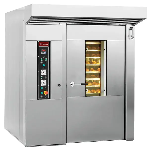Roterende Bakkerij Oven | ROTOR LINE | 15/18 Niveaus (EN600x800) | Elektrisch | 50°C/300°C | 47kW (400V) | Bevochtiging (Automatisch) | Incl. Afzuiging | 1840x1850x2520(h)mm