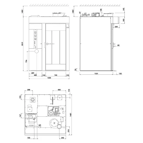 Roterende Bakkerij Oven | ROTOR LINE | 15/18 Niveaus (500x700) | Gas | 50°C/300°C | 40.7kW | Bevochtiging (Automatisch) | Incl. Afzuiging | 1500x1480x2240(h)mm