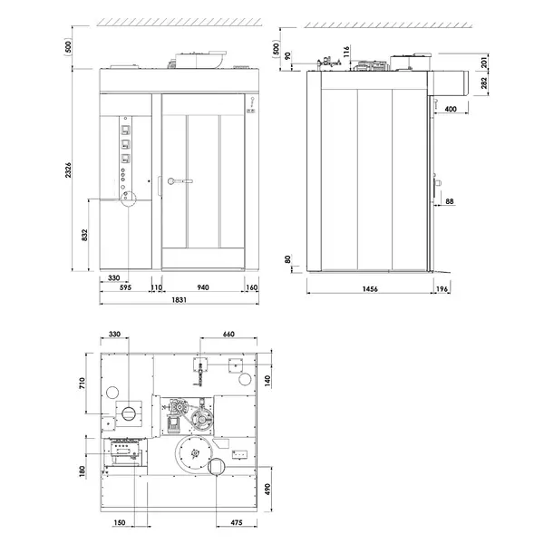 Roterende Bakkerij Oven | ROTOR LINE | 15/18 Niveaus (EN600x800) | Gas | 50°C/300°C | 58.1kW | Bevochtiging (Automatisch) | Incl. Afzuiging | 1840x1850x2520(h)mm
