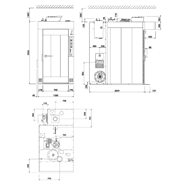 Roterende Bakkerij Oven | ROTOR LINE | 15/18 Niveaus (EN600x800) | Stookolie/Mazout | 50°C/300°C | 58.1kW | Bevochtiging (Automatisch) | Incl. Afzuiging | 1330x2450x2520(h)mm