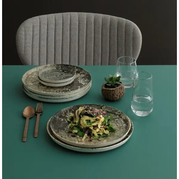Borden | FOREST | Porselein | Mosgrijs | 6 Stuks | Ø290mm