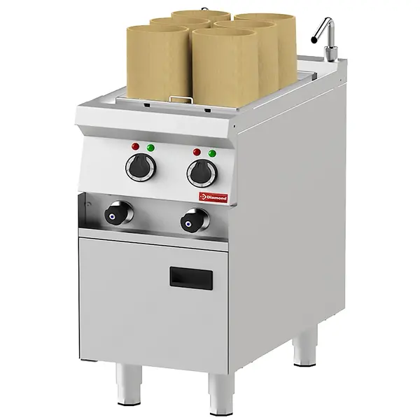 Dumpling-/Dim Sum Stomer | VAPOR LINE | Elektrisch | 6 Manden (Ø140mm) | ≤100°C | 13.8kW (400V) | Vulkraan + Aftapkraan | 400x750x850(h)mm