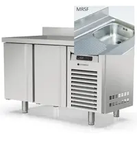 Coreco Koelwerkbank | 600 RANGE | 245L | 2 Deuren | -2°C/+8°C | Statisch + Ventilator | Temperatuuralarm | Achteropstand | Spoelbak | 1495x600x850/950(h)mm