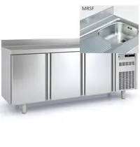 Coreco Koelwerkbank | 600 RANGE | 380L | 3 Deuren | -2°C/+8°C | Geforceerd | Temperatuuralarm | Achteropstand | Spoelbak | 2020x600x850/950(h)mm