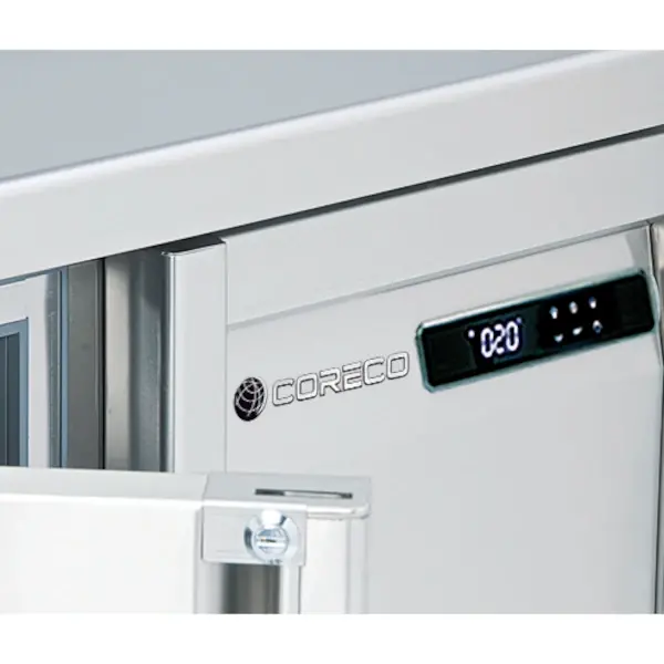 Koelwerkbank | 600 RANGE | 245L | 2 Glasdeuren | -2°C/+8°C | Geforceerd | Temperatuuralarm | Achteropstand | 1495x600x850/950(h)mm