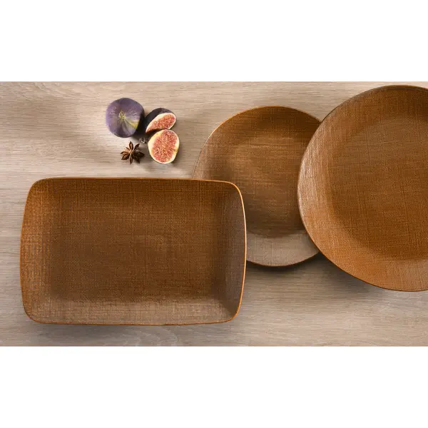 Borden | TEXTURE DARK | Porselein | Bruin | 6 Stuks | Ø260x25(h)mm