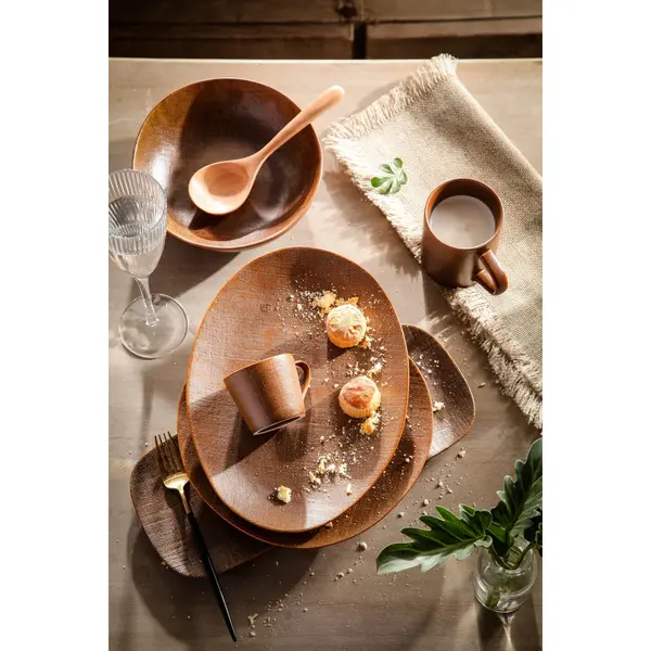 Borden | TEXTURE DARK | Porselein | Bruin | 6 Stuks | Ø260x25(h)mm