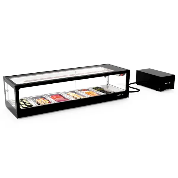 Sushivitrine | LOGIC | Zwart | 6x 1/3 GN | 0°C/+4°C | Statisch | 1 Niveau | Losse Koelunit (Inbouw) | 1190x380x300(h)mm