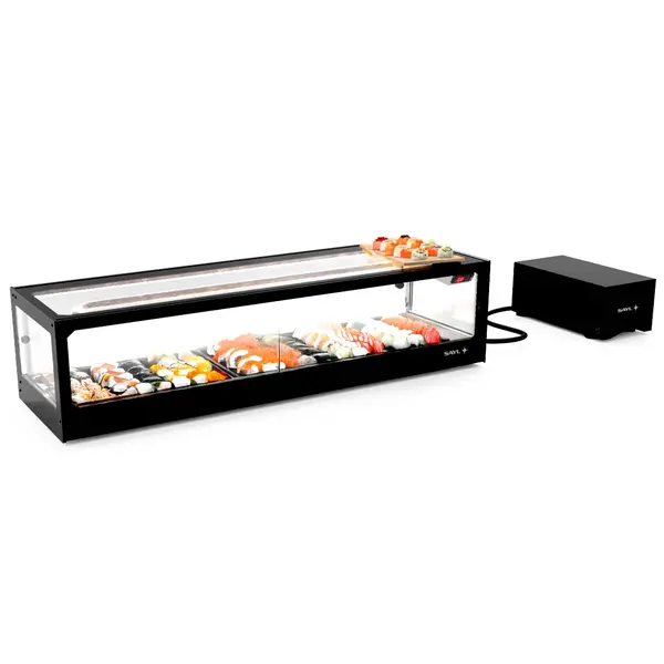 Sushivitrine | LOGIC | Zwart | 0°C/+4°C | Statisch | 1 Niveau | Losse Koelunit (Inbouw) | 1190x380x300(h)mm