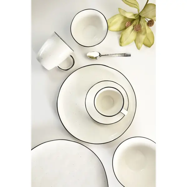 Borden | BLACK PEPPER | Porselein | Wit | 4 Stuks | Ø260mm