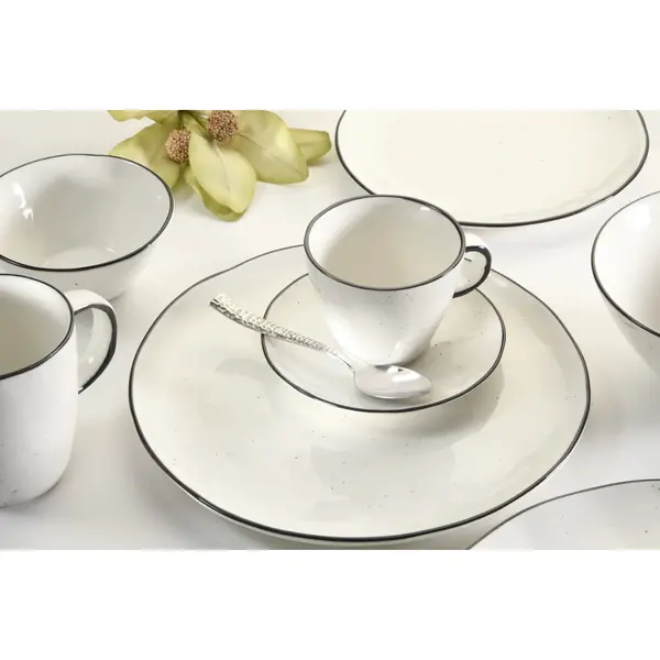 Borden | BLACK PEPPER | Porselein | Wit | 4 Stuks | Ø260mm