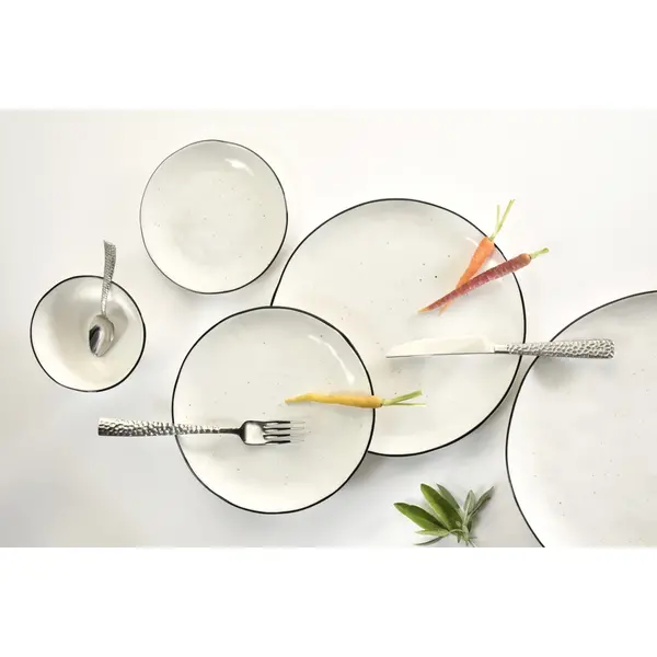 Borden | BLACK PEPPER | Porselein | Wit | 4 Stuks | Ø300mm