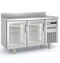 Coreco Koelwerkbank | 600 RANGE | 245L | 2 Glasdeuren | -2°C/+8°C | Geforceerd | Temperatuuralarm | Achteropstand | 1495x600x850/950(h)mm